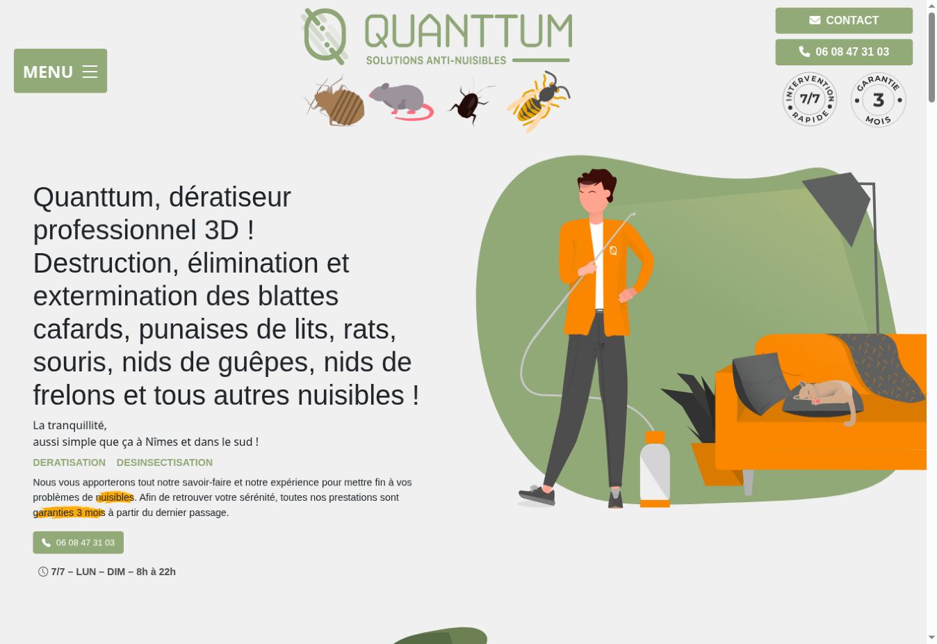 Page d’accueil de Quanttum Dératisation